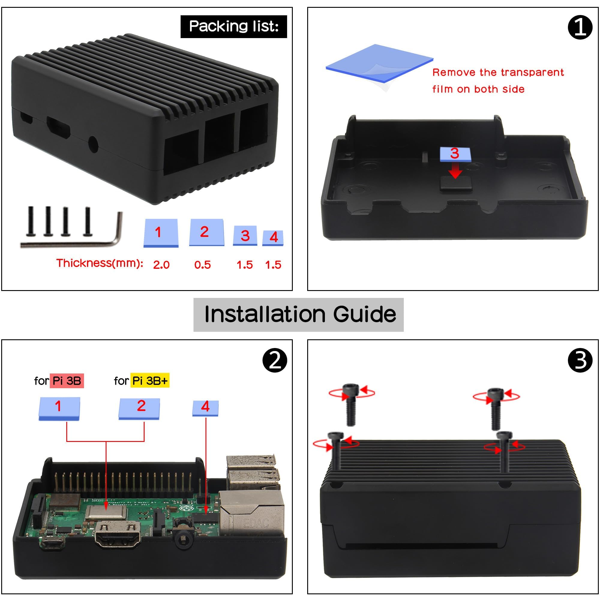 Amazon.co.jp: Geekworm Raspberry Pi 3 B+/ 3Bケース、受動冷却金属