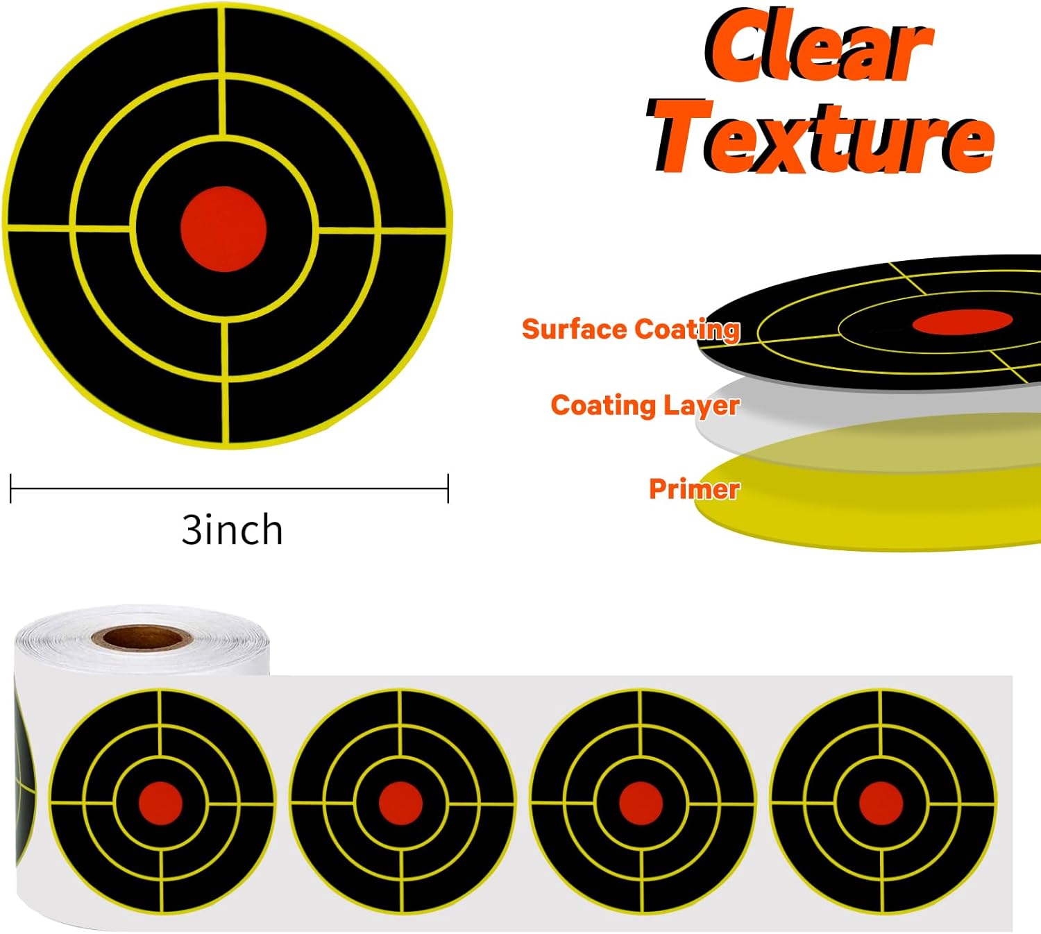 Shooting Targets, 3" Splatter Target Stickers 250 Pcs Green & 6" Splatter Targets Stickers 100 Pcs Red Point, Adhesive Paper Target