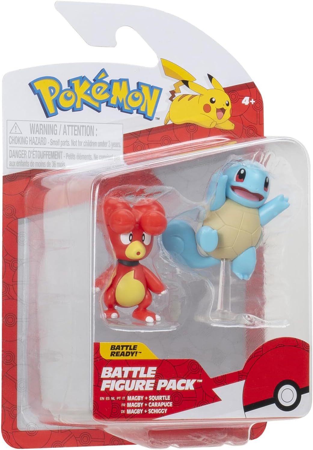 Pokémon PKW3581 Battle Figure Pack Magby & Schiggy Official Detailed Figure, 5 cm Each