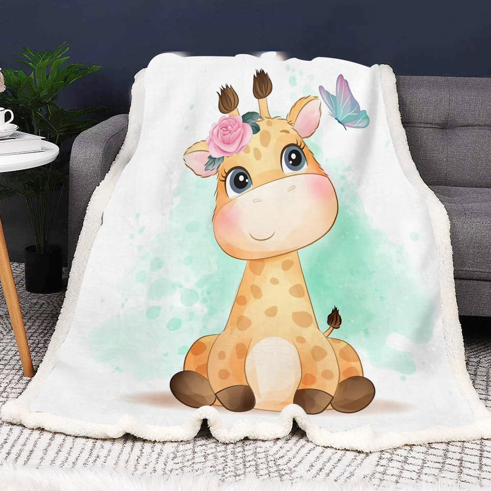 SMchwbc Giraffe Blanket, 150 x 200 cm, Cuddly Blanket, Giraffe Blanket, Flannel Blanket, Giraffes, 3D Print, Forest, Wild Animal, Giraffe, Fluffy Sofa Blanket, 130 x 150 cm Couch Blanket (4.150 x 200