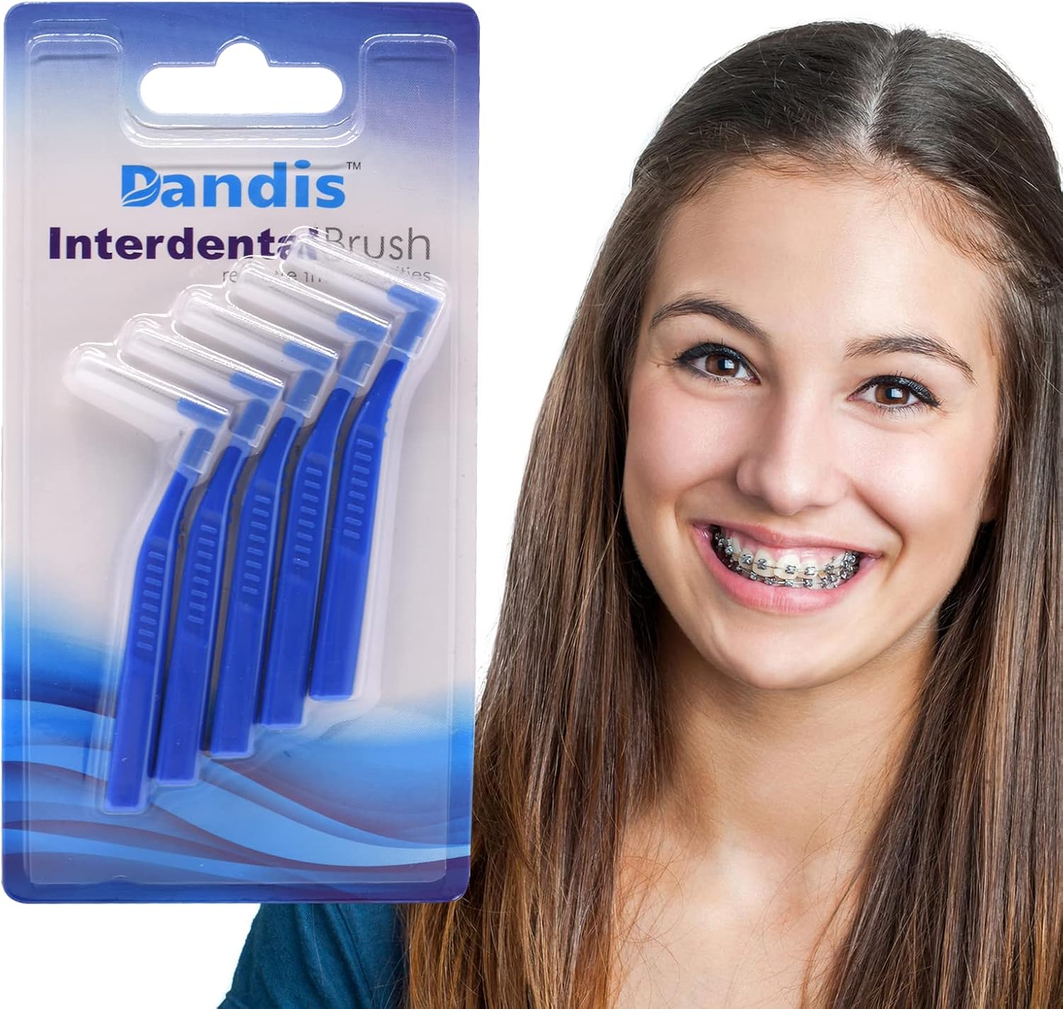 25 Pcs Interdental Angle Brushes,Reusable Dental Cleaners,Oral Dental Hygiene Brush,Dental Toothpick Floss for Braces,Tooth Cleaning Tool (Blue)