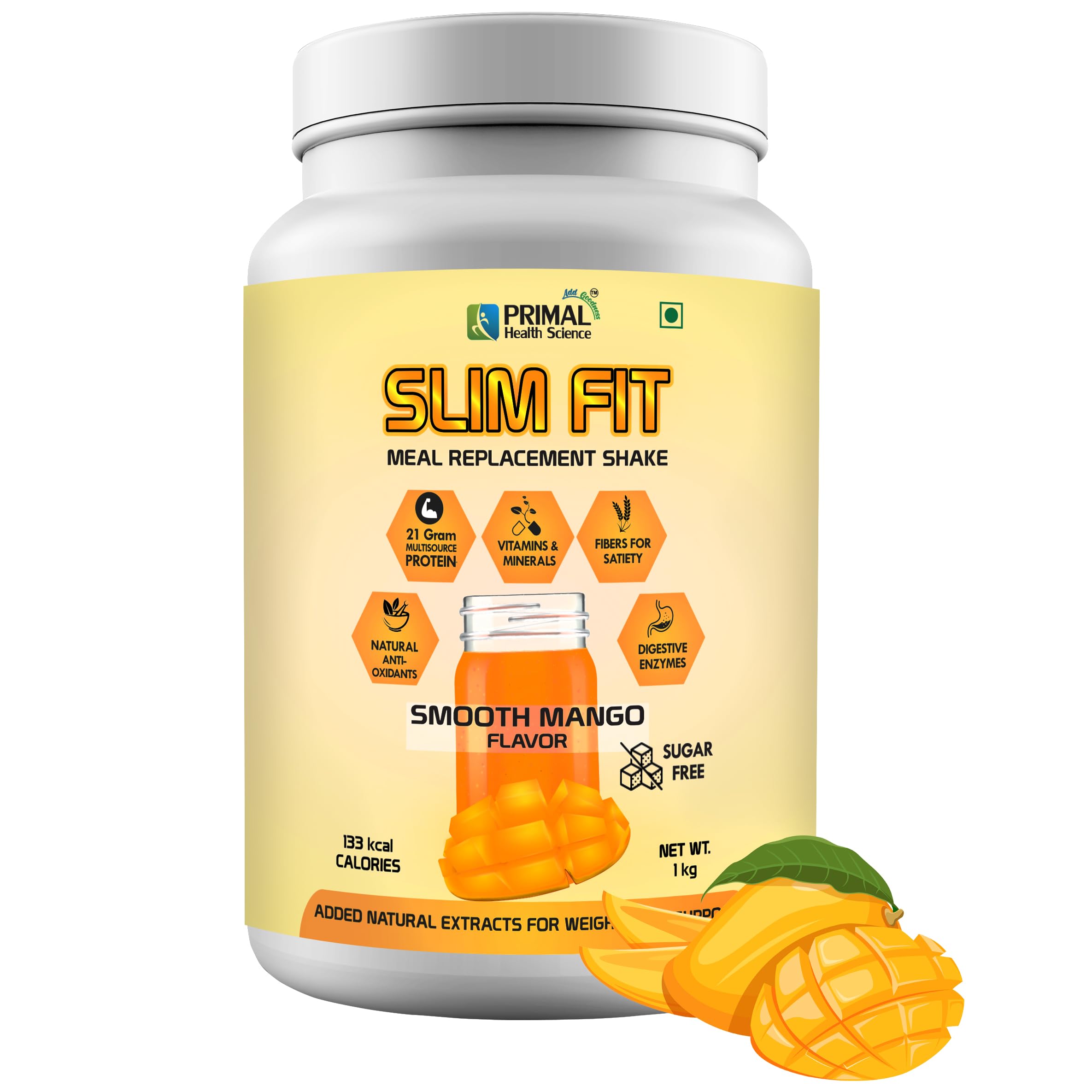 Meal Replacement Shake For Weight Control & Management | Sugar Free Prptein Powder | Fiber | Digestive Enzymes | Vitamins & Minerals (Smooth Mango, 1 KG)… (1 kg)