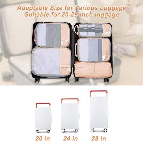 Miniatura 5 de Cubos de embalaje para viajes, 7 cubos de embalaje de compresión duraderos y resistentes al agua y organizadores de embalaje de viaje ligeros con