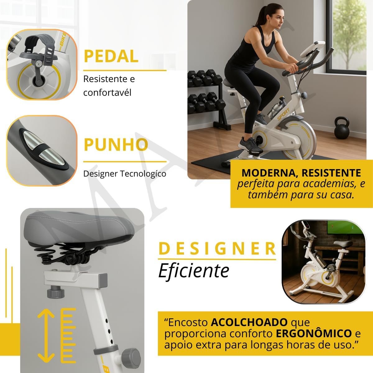 Bicicleta Ergométrica Bike Academia Spinning Silenciosa Premium