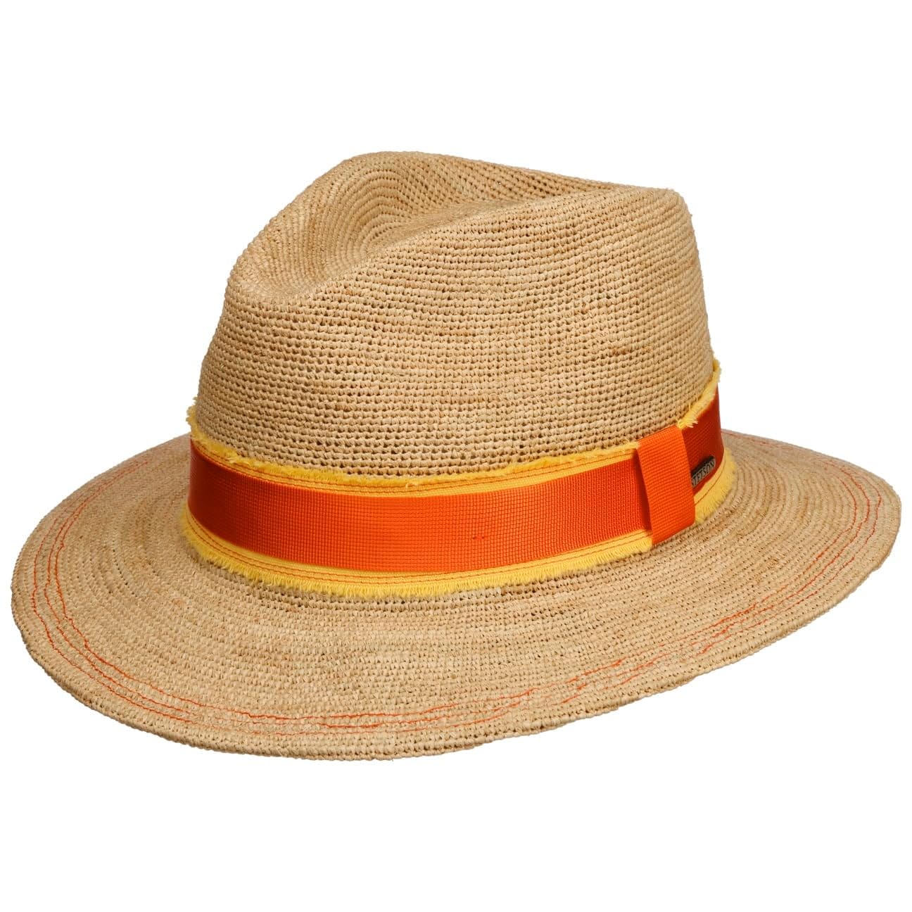 Stetson Crochet Rafia Traveller Sombrero Paja Banda Tela Unisex Primavera Verano
