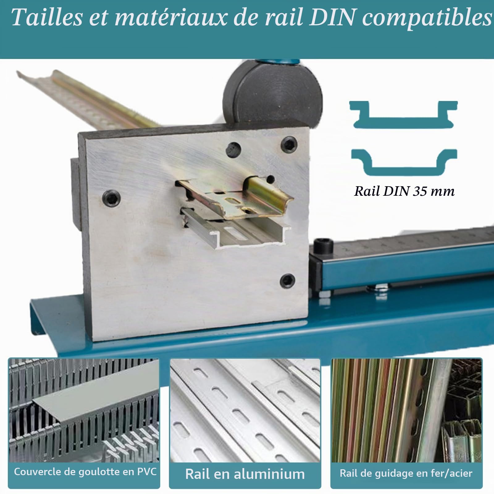 Coupe Rail Manuel Din 35 mm, Outil De Table Avec Échelle De Mesure Tête De Coupe à Double Rainure Pour L'acier Et Rails Din En Aluminium Pour L'électrotechnique Et L'Installation Électrique