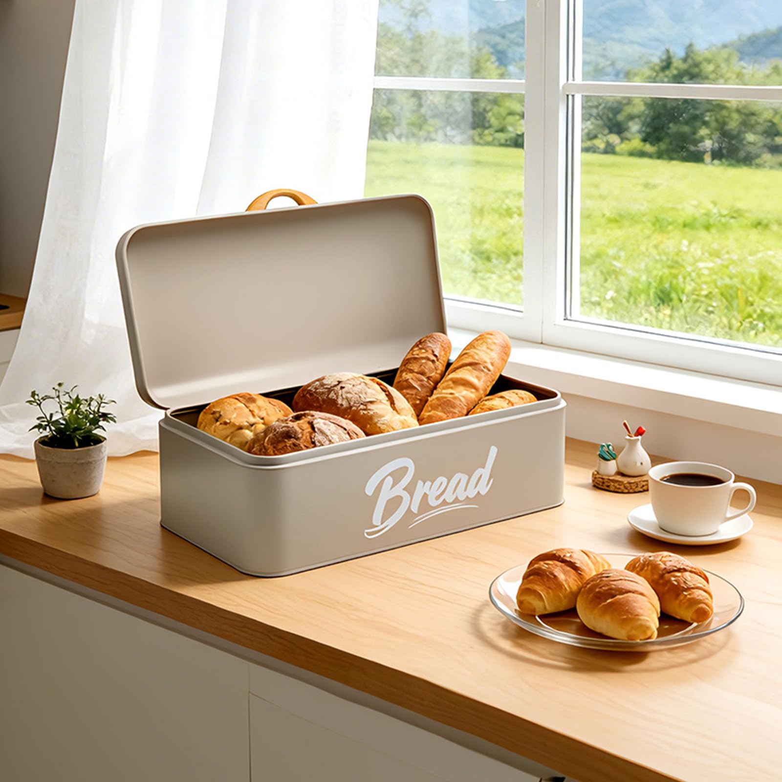 Scatola portaoggetti per pane in ferro dall'aspetto antico, perfetta per organizzare il piano di lavoro, accessori da cucina, contenitore per alimenti