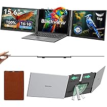 Blackview DCM8 Monitor Portatile 15,6″, 16:10 100% sRGB FHD IPS (1920 x 1200),TÜV, Doppio Schermo PC Portatile 13″ – 17,3″, Compatibile con Mac Windows Chrome (1 Kg)