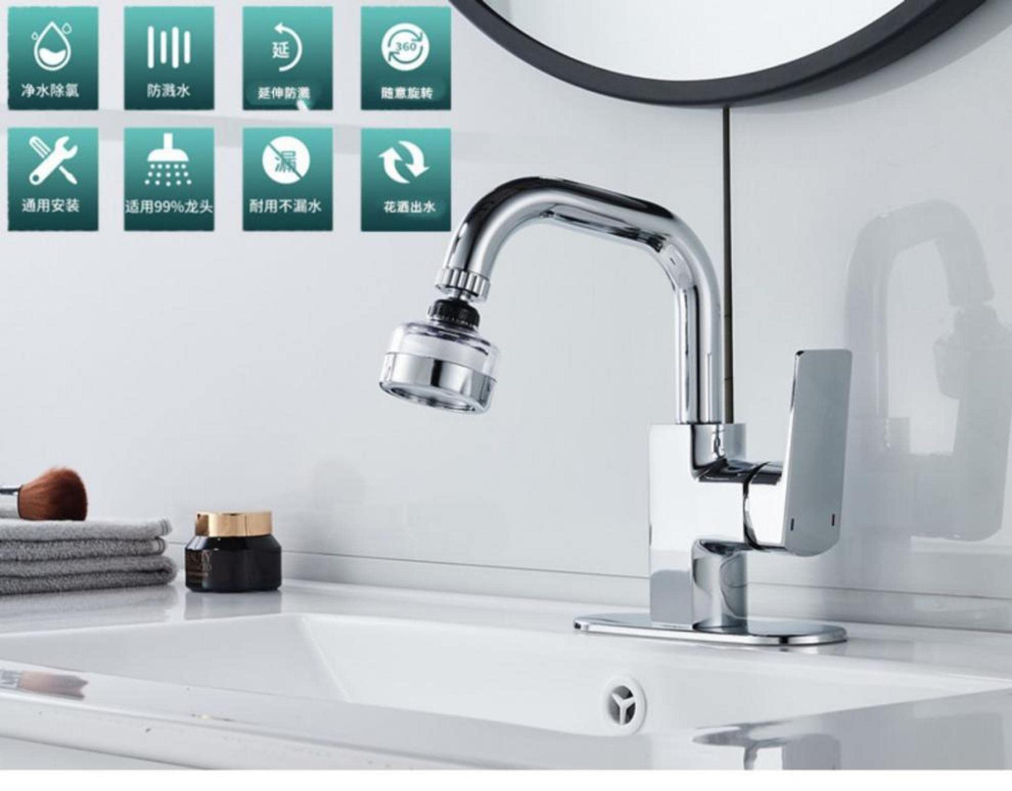 Grifo para Lavabo, purificador de Agua, Boca, superfiltro, Boquilla de Ducha, Extensor de Salpicaduras Giratorio para Inodoro