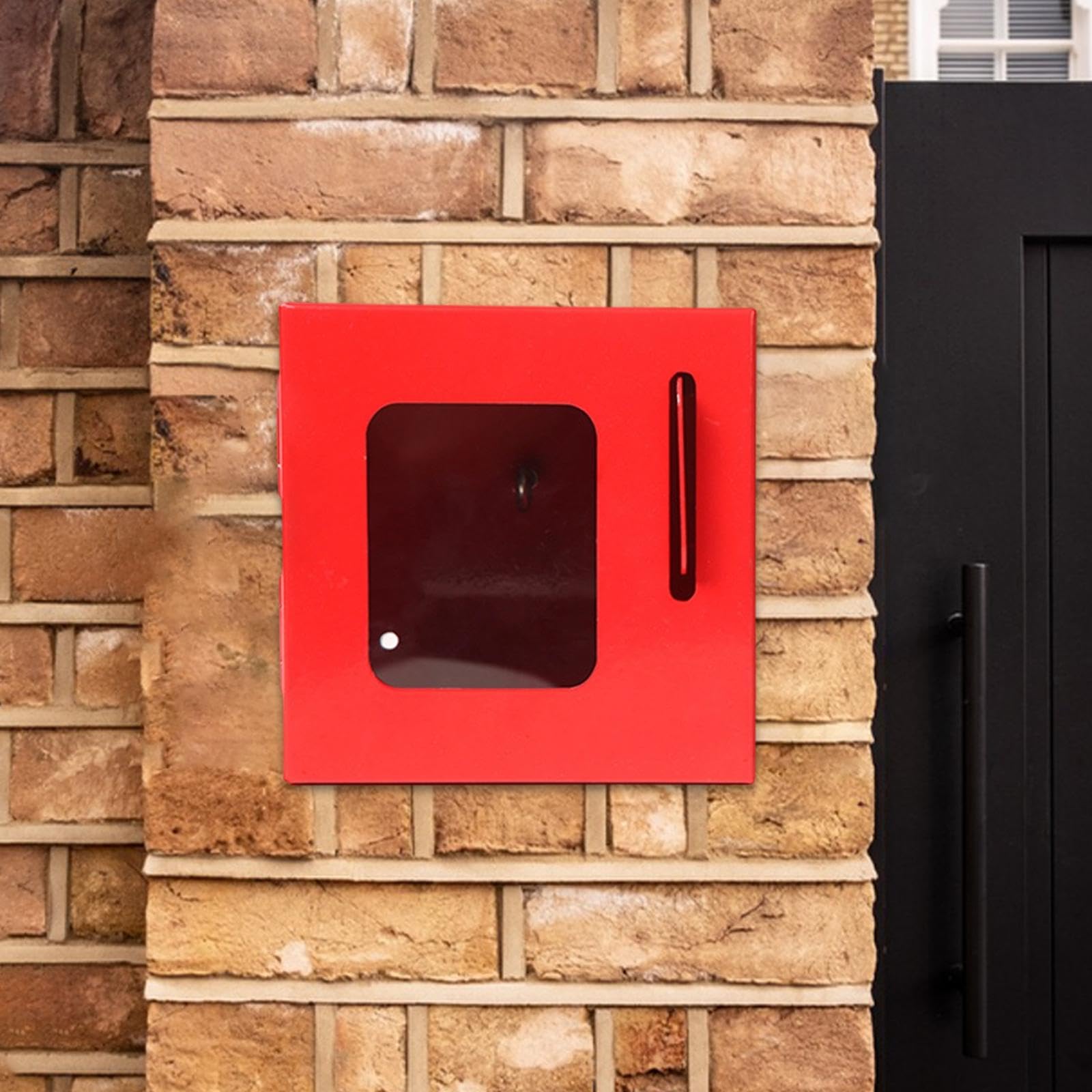 Caja de Bloqueo Duradera Caja Portátil para Candados Colectivas Montaje en Pared con Cierre Seguro Y Panel Visible Adecuada para Indus, Rojo
