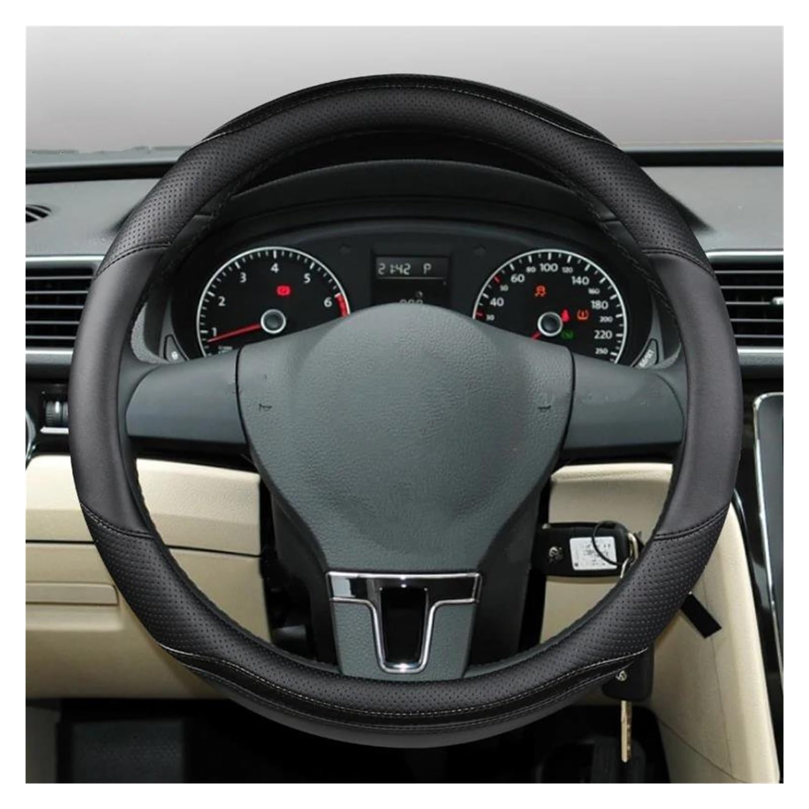 Stuurhoes Voor VW T4 T5 T6 Voor Multivan Multifunctioneel Voor Transporter Auto Stuurhoes PU Lederen Auto Accessoires Auto Stuurhoes (Kleur : Rood