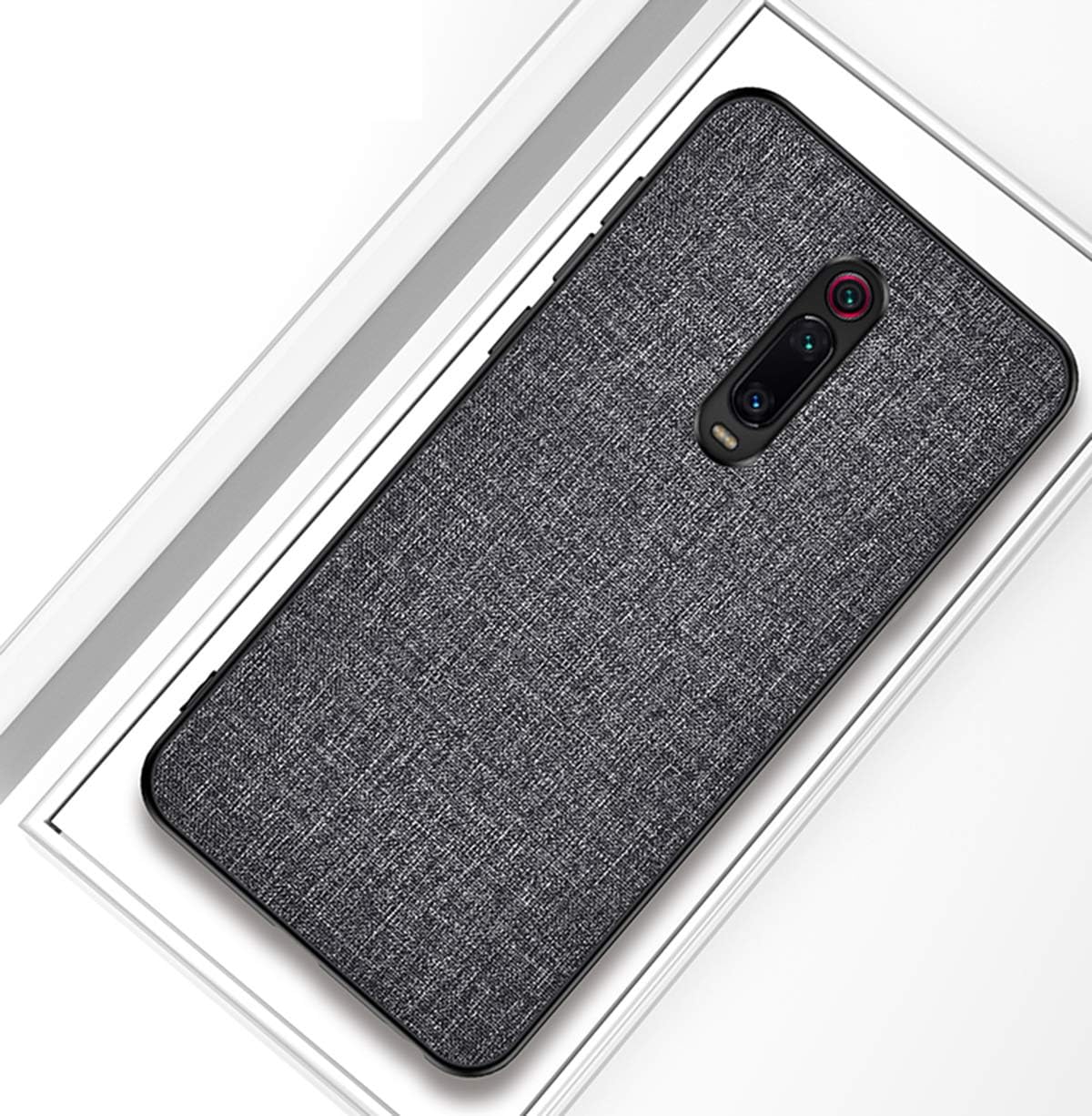 Domxteck Fabric PU Hard Back Cover + Soft TPU Bumper All-inclusive Shatter-resistant Silicone Case for Xiaomi Mi 9T/9T Pro/Redmi K20/K20 Pro Case-black