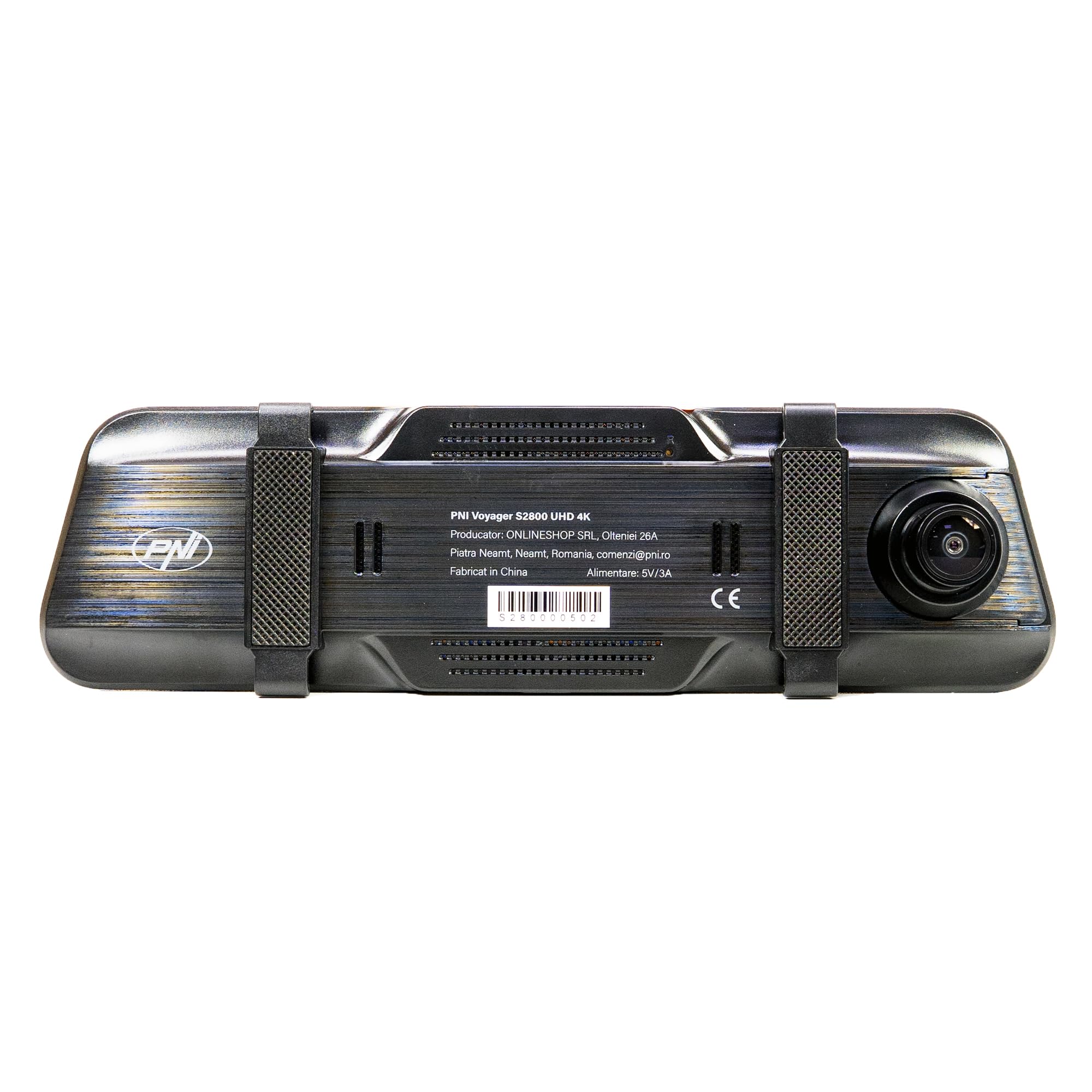 PNI Voyager S2800 UHD 4K 170° kamera samochodowa DVR zintegrowana z lusterkiem wstecznym, ekran dotykowy IPS, monitorowanie parkowania, czujnik G, gniazdo kart micro SD, USB-C, funkcja GPS, Wi-Fi,