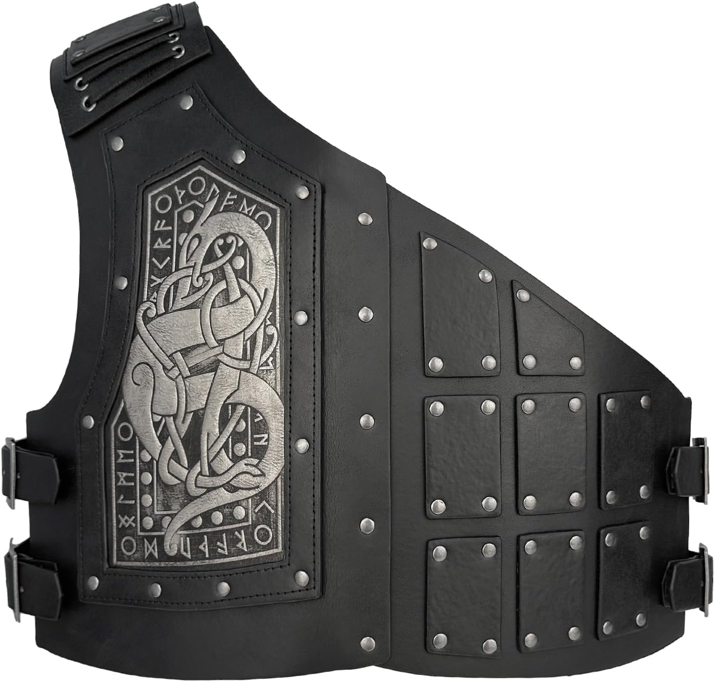 HiiFeuer Viking Embossed Dragon Faux Leather Chest Armor, Medieval Vintage Mercenary Adjustable Vest Armour Knight Body Armor - Image 3