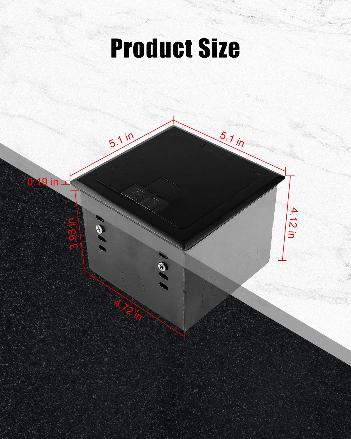 Recessed Flat Hidden Socket Kit with 2 * 15A AC Receptacle, 3* RJ45 Datacom Receptacle + 4.8A 1* USB A Port & 1* USB C Port, Recessed Floor Outlet Kit Power Outlet Internal Height Adjustable