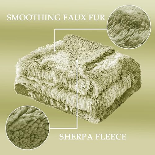 Miniatura 3 de Exclusivo Mezcla Manta Difusa de Piel Sintética, Mantas Reversibles de Vellón Sherpa Peludo Teñido Tie-Dye, Mantas Suaves y Mullidas Cálidas para