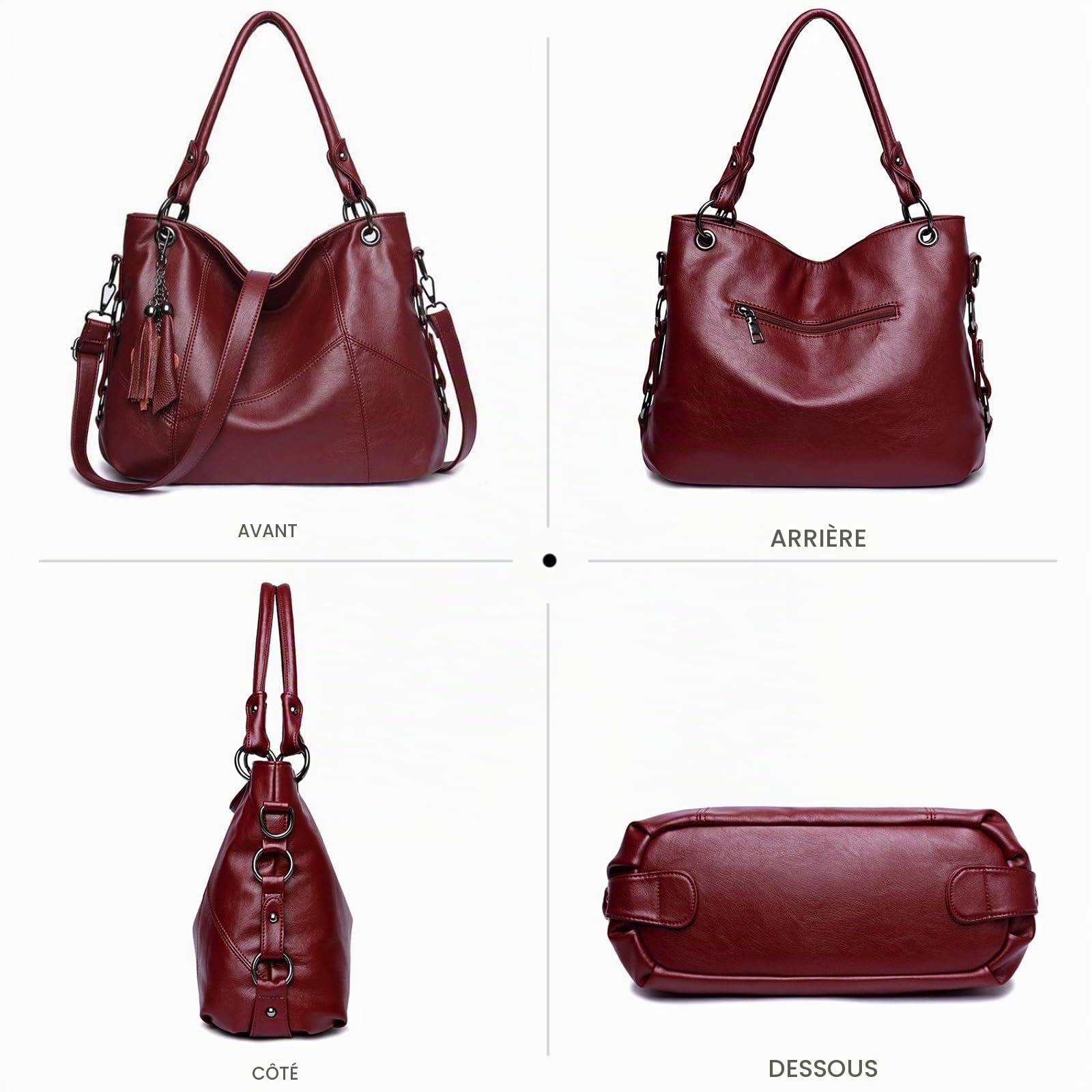 NICOLE & DORIS Grand Sac a Main Femme Elegant Sac Fourre Tout Bandoulière Sac Cabas en Cuir Souple PU Hobo Bag Sacs Portés Epaule pour le Travail Shopping Voyage