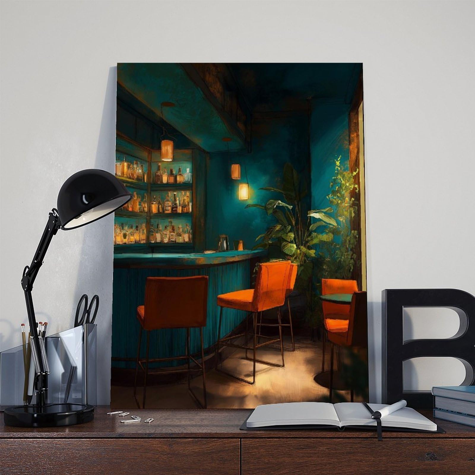 Elegante poster da interni per bar, decorazione moderna su tela, decorazione artistica da parete per soggiorno, camera da letto, decorazione 40,6 cm di lunghezza x 61 cm di larghezza