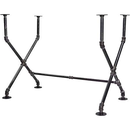 Pipe Decor Table Leg Set With Industrial Tube, Modern Home Office Desk Or Computer Base Kit, Dark Grey/Black, Rough Tubes, Unpainted Steel Tube Legs - View #9