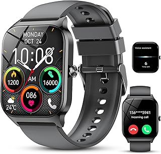 CASCHO Relógio inteligente homem mulher, 1,85" HD Smartwatch com chamadas e voz de al, Whatsapp notificações, smart watch com podómetro/pulsómetro/SpO2/monitor de sono, 115 modos de desporto, IP68
