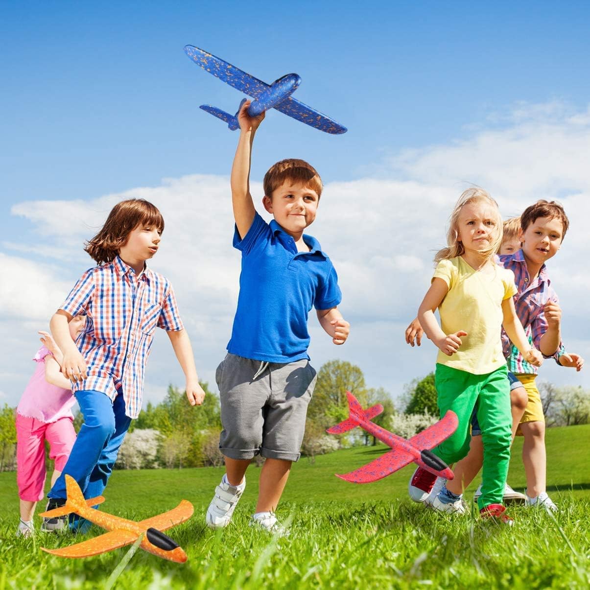 2 Pack Throwing Foam Airplanes, 13.7 Inches 2 Flight Mode Glider Inertia Planes Model, Manual Launch Epp Flying Aircraft Planes for Kids Outdoor Sport