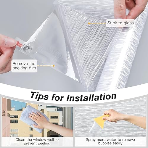 Miniatura 5 de Haton Película de privacidad para ventana, película de vidrio esmerilado, no adhesiva, extraíble, se adhiere a la estática, calcomanías de ventana