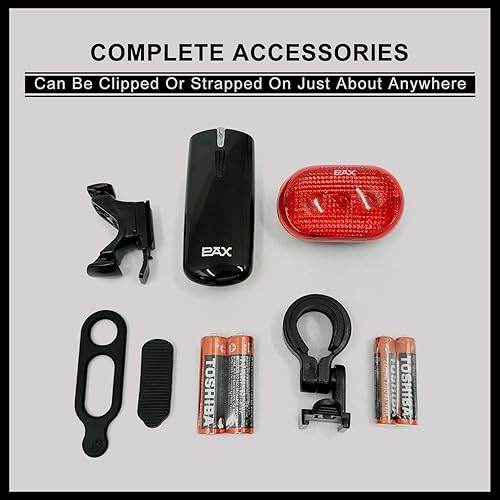 Miniatura 3 de PAX Luces de bicicleta, juego de luces LED superbrillantes, luz delantera y trasera de bicicleta, resistente al agua, modo de luz múltiple, fácil de