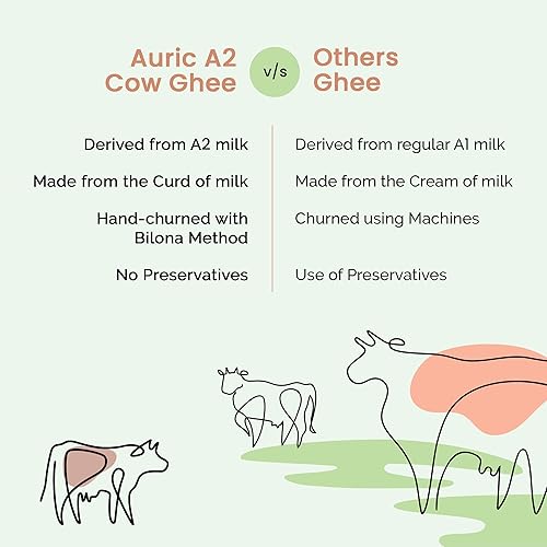 Miniatura 8 de Auric A2 Desi Cow Ghee  Mantequilla clarificada  Brijwasi Ghee puro  Cuajada Bilona batida  Probado en laboratorio  Aroma perfecto y Ghee Danedar
