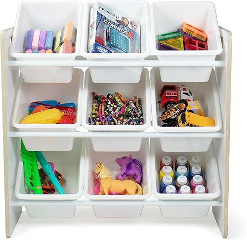 Miniatura 3 de Humble Crew Organizador de juguetes de 9 compartimientos: Hampton arenado con contenedores de plástico blanco, solución de almacenamiento de 3