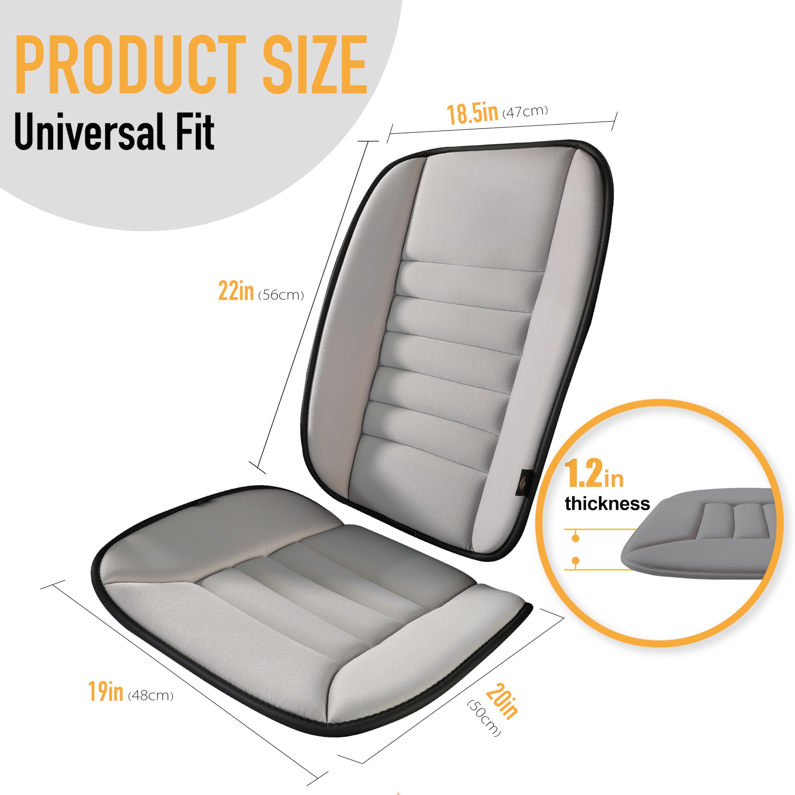 kingphenix Cojín para Asiento de Coche con Almohada de Soporte Lumbar: Diseño de Espuma Viscoelástica Mejorada para Alivio del Dolor, Ideal para Conductores y Uso en Oficina - Comodidad Lombar