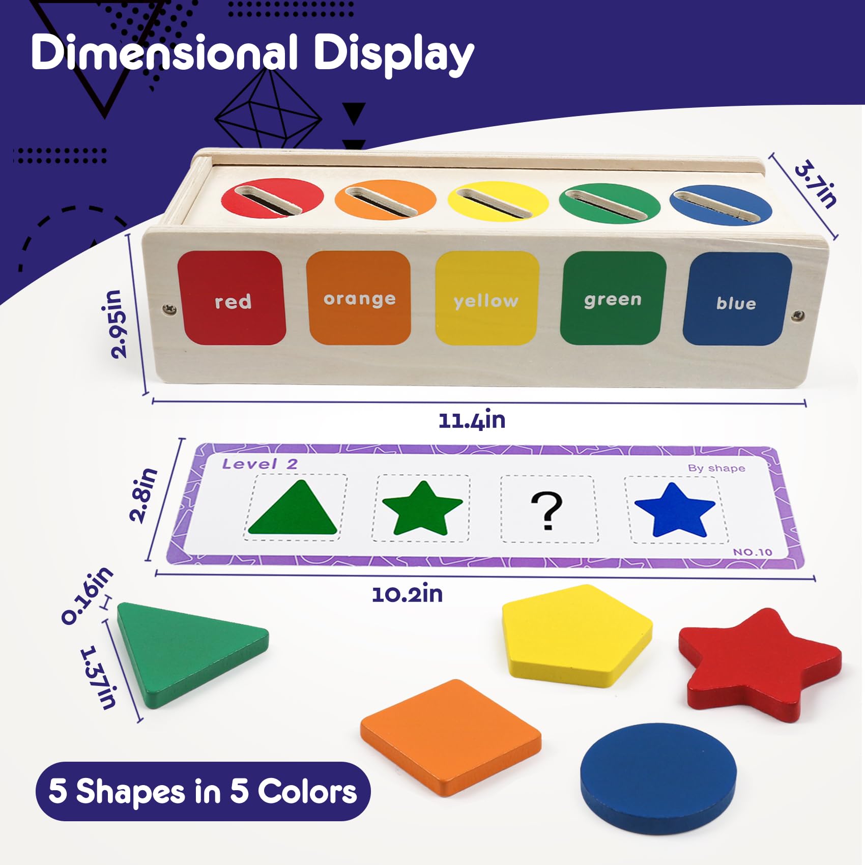 Juguetes de clasificación de madera Montessori Clasificador de colores y formas, actividades de clase para niños pequeños, juego de motricidad fina para reconocimiento de colores y formas, regalos de 7