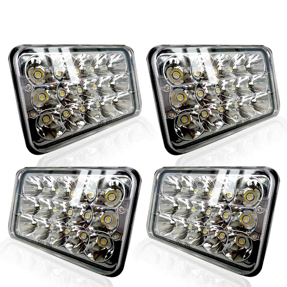 LED Rectangular 4pcs 4x6 45W LED Sealed Beam Headlight H4651 H4652 H4656 H4666 H6545 For Freightliner/Kenworth/Peterbilt/International/Volvo/Sterling/Western Star Mack