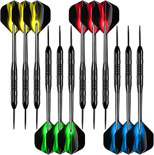 Accmor 12-Pack 24g Professional Steel Tip Darts Set - Durable Metal Darts with Copper Barrels for All Skill Levels