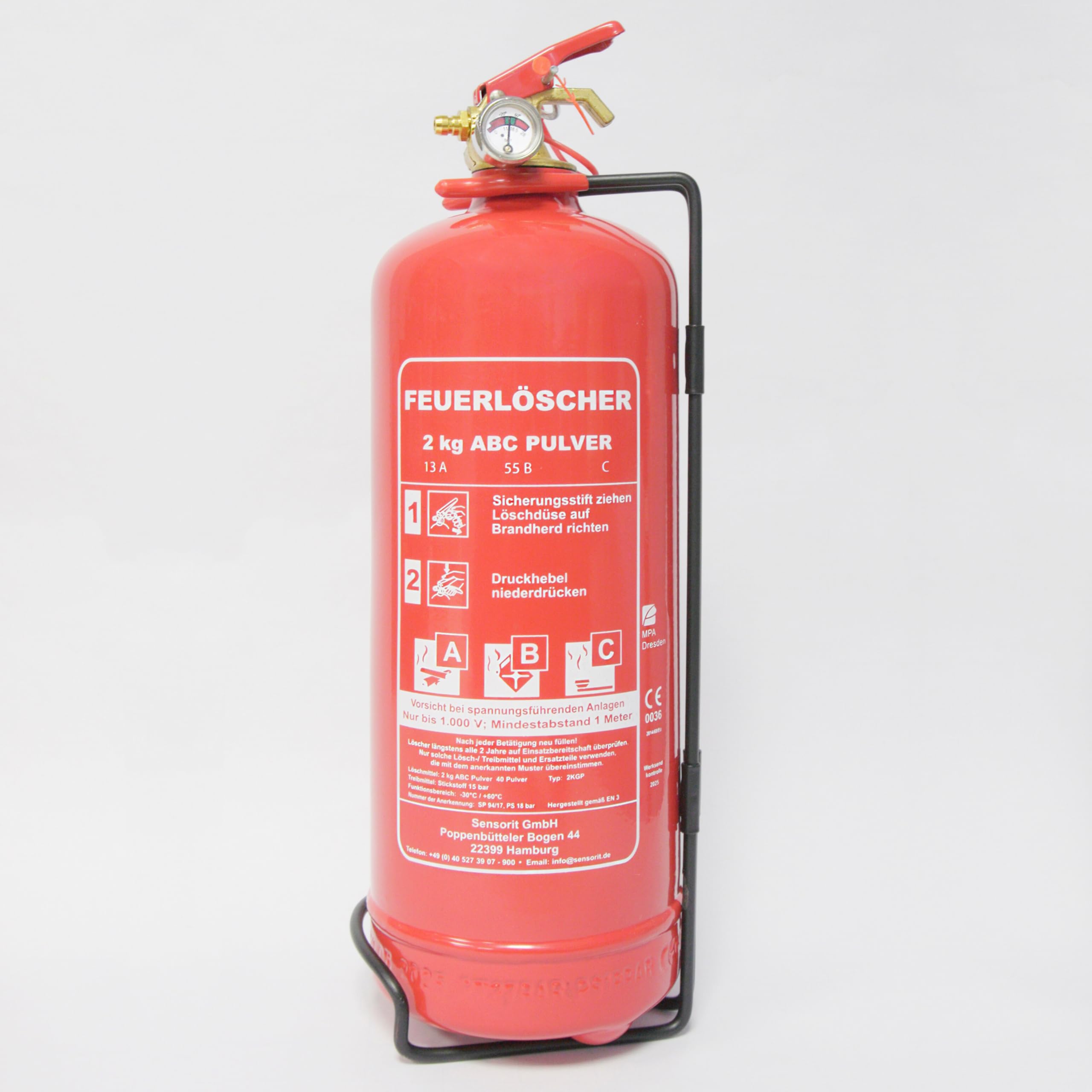 2kg Feuerlöscher für Zuhause - Pulverlöscher, Feuerlöscher Auto, ABC Pulver Feuerlöscher Auto inkl. Halterung und Instandhaltungsschild