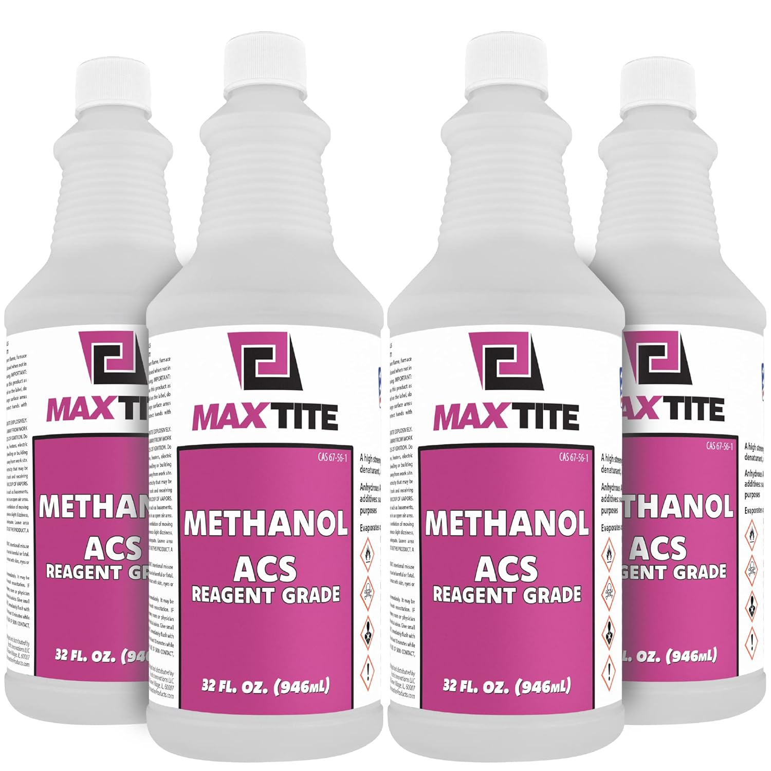 Methanol 1 Gallon (4 x 32 fl oz) Premium Quality ACS Reagent Grade