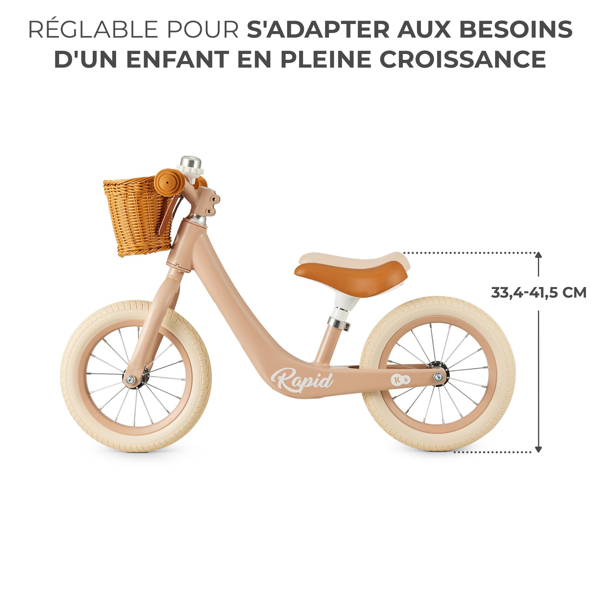 Kinderkraft Rapid 2 Draisienne Métal Vélo sans Pédale Siège Réglable Rétro Enfants 2 Ans 3,7 kg