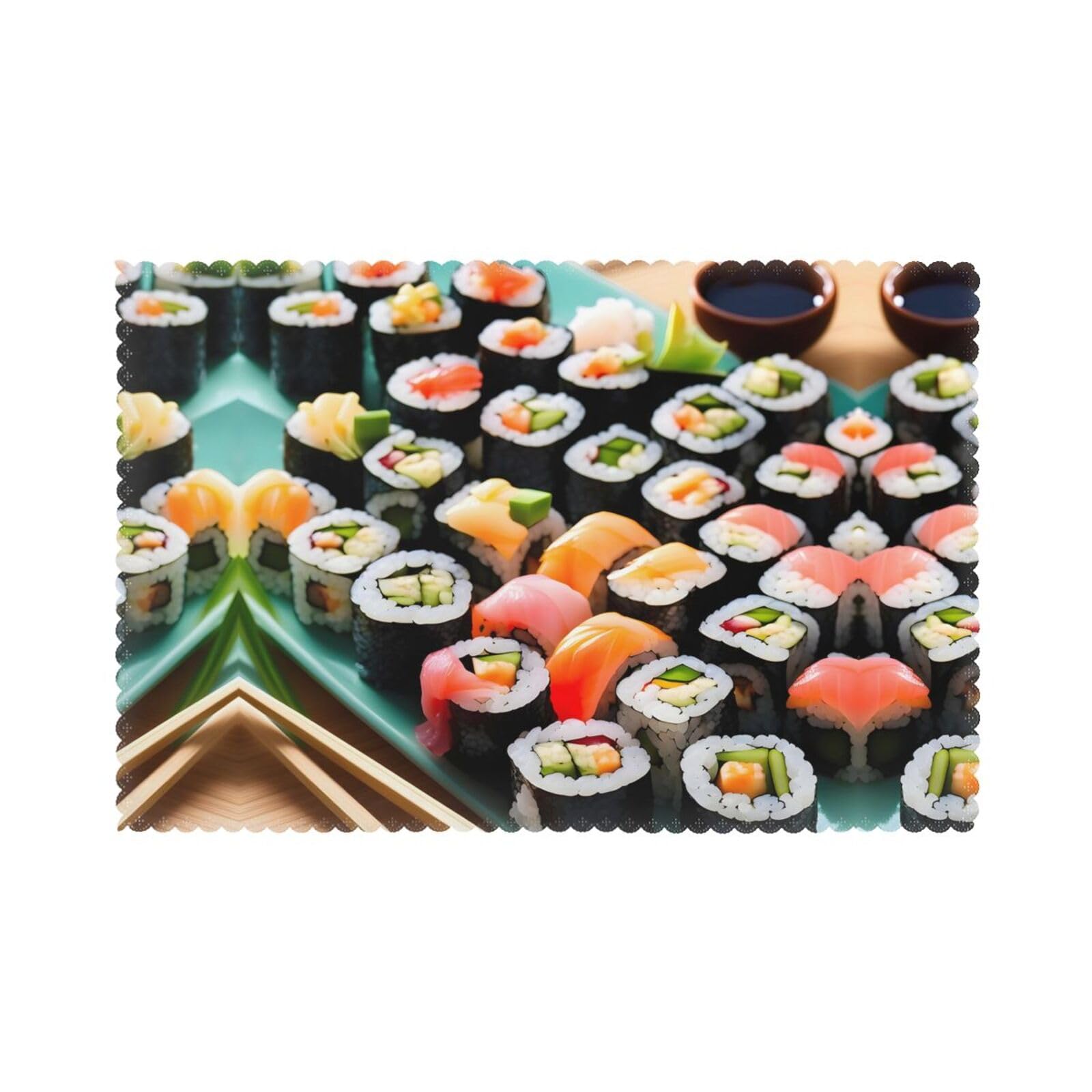 Sushi Christmas Placemats Set of 6,Washable Table Mats