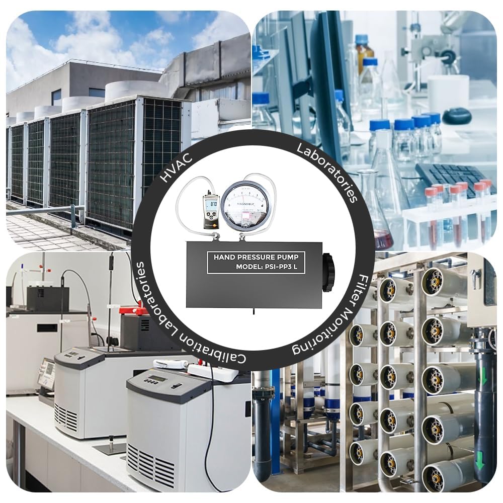 Calibratore di manometro differenziale per HVAC, laboratori, monitoraggio della pressione ambiente | Pompa statica con manometro principale | Modello: IK-HPP-01