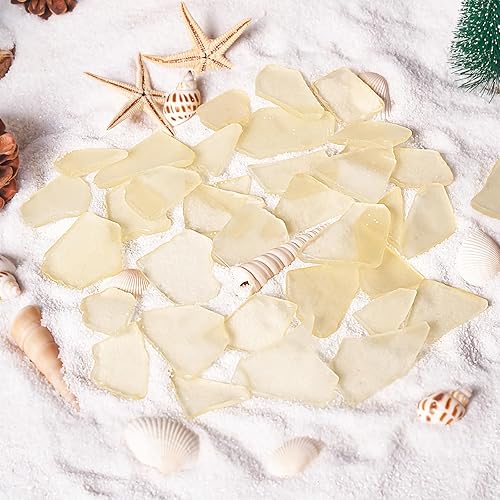 Miniatura 4 de Versátil cristal de mar para manualidades, piezas de vidrio de mar teñidas amarillas esmeriladas de 16 onzas para bricolaje, relleno de jarrón,