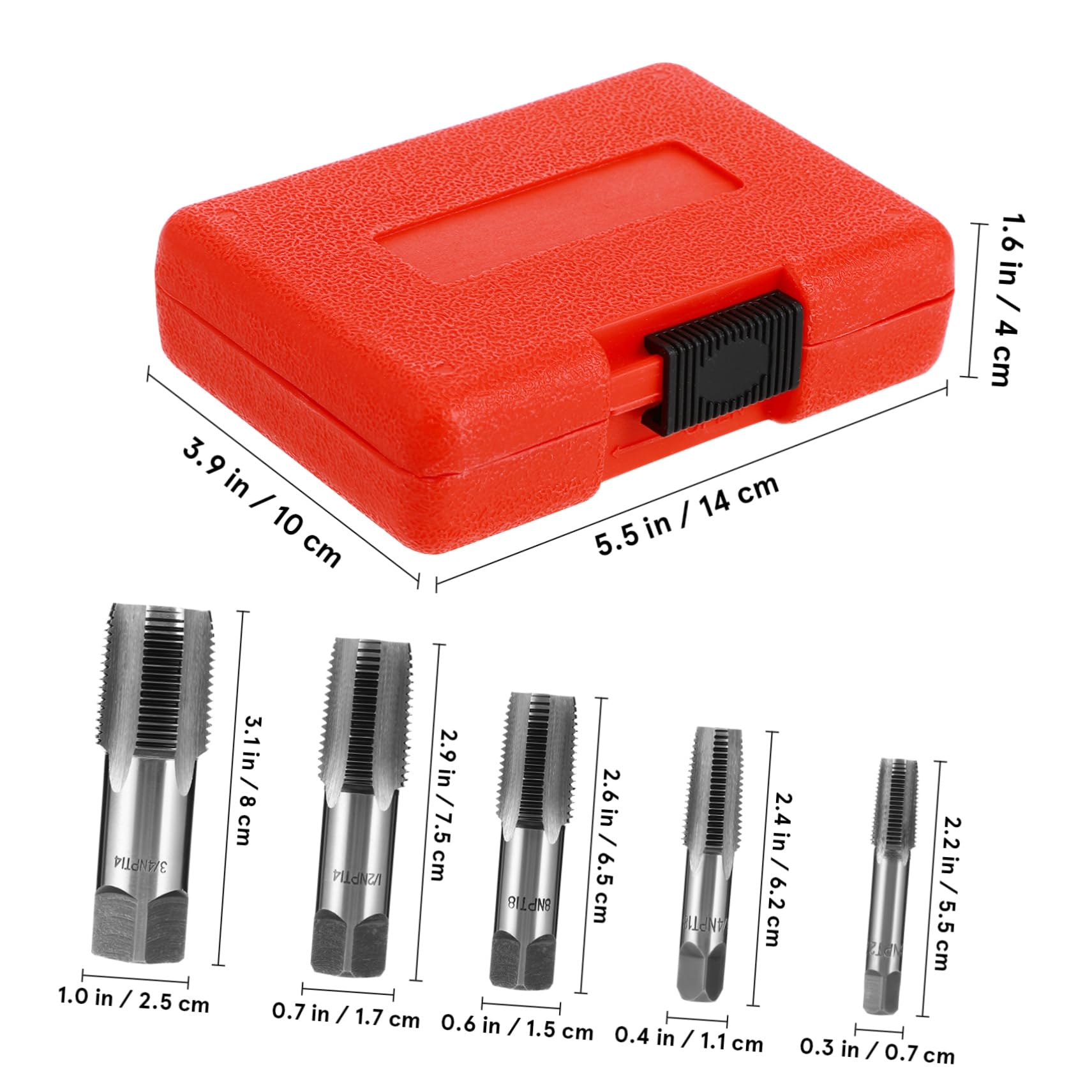 SEWOART 5 Pcs Set Tap Set Carbon Steel Threading Tools for Plumbing Includes Convenient Storage Case for Easy Access Precision Crafted for Accurate Threads