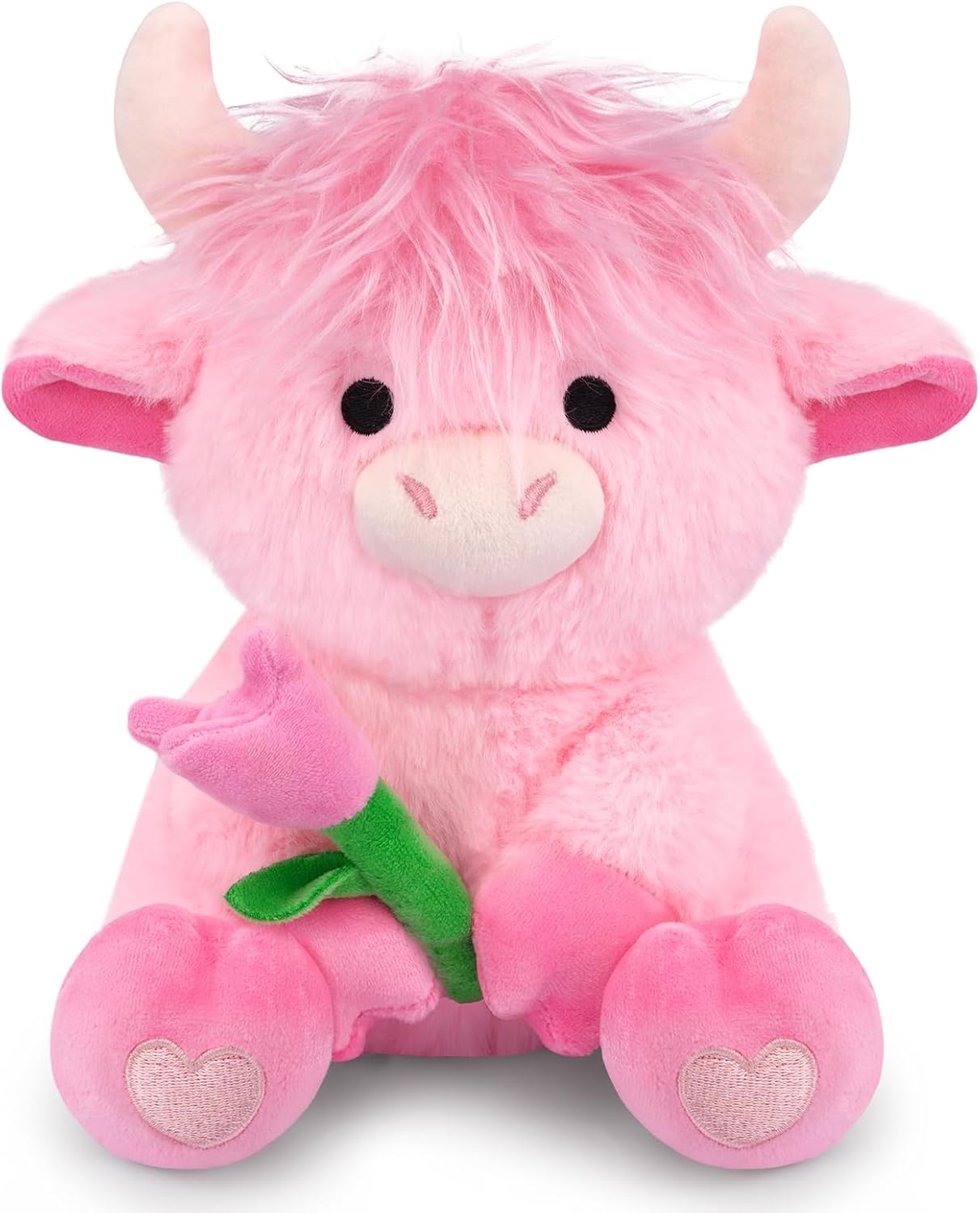Blueberry Highland Cow Stuffed Animal-8inch Sit Highland Cow Plush Toy with Blueberry Removable Hood, Cute Stuffed Plushies Kawaii Toys, Soft Decorations Stuffy Doll Gifts for Kids Boys Girl