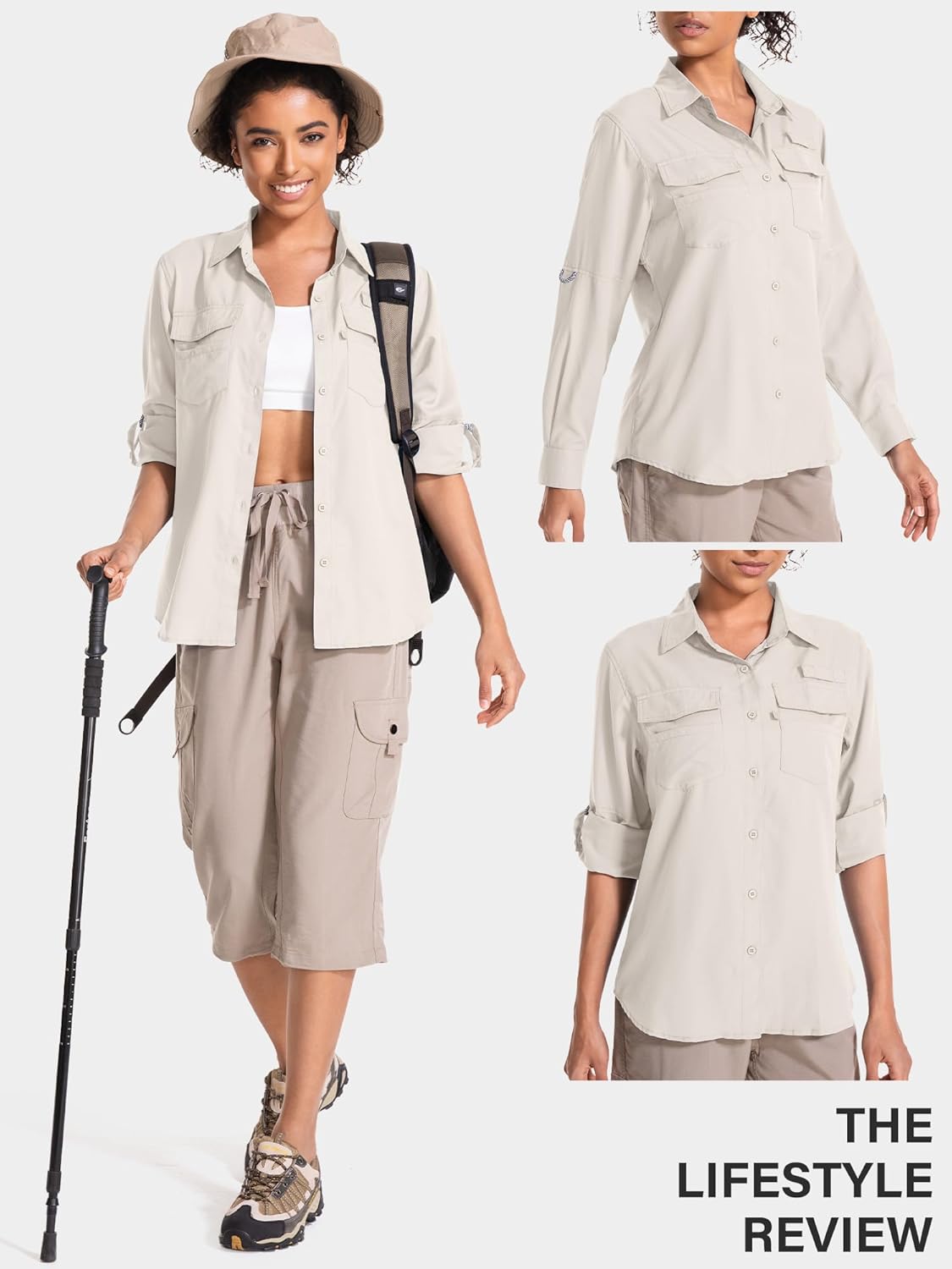 Women's UPF 50 UV Sun Protection Long Sleeve Safari Shirts Quick Dry Hiking Travel Fishing Outdoor Cool Shirts - Image 2