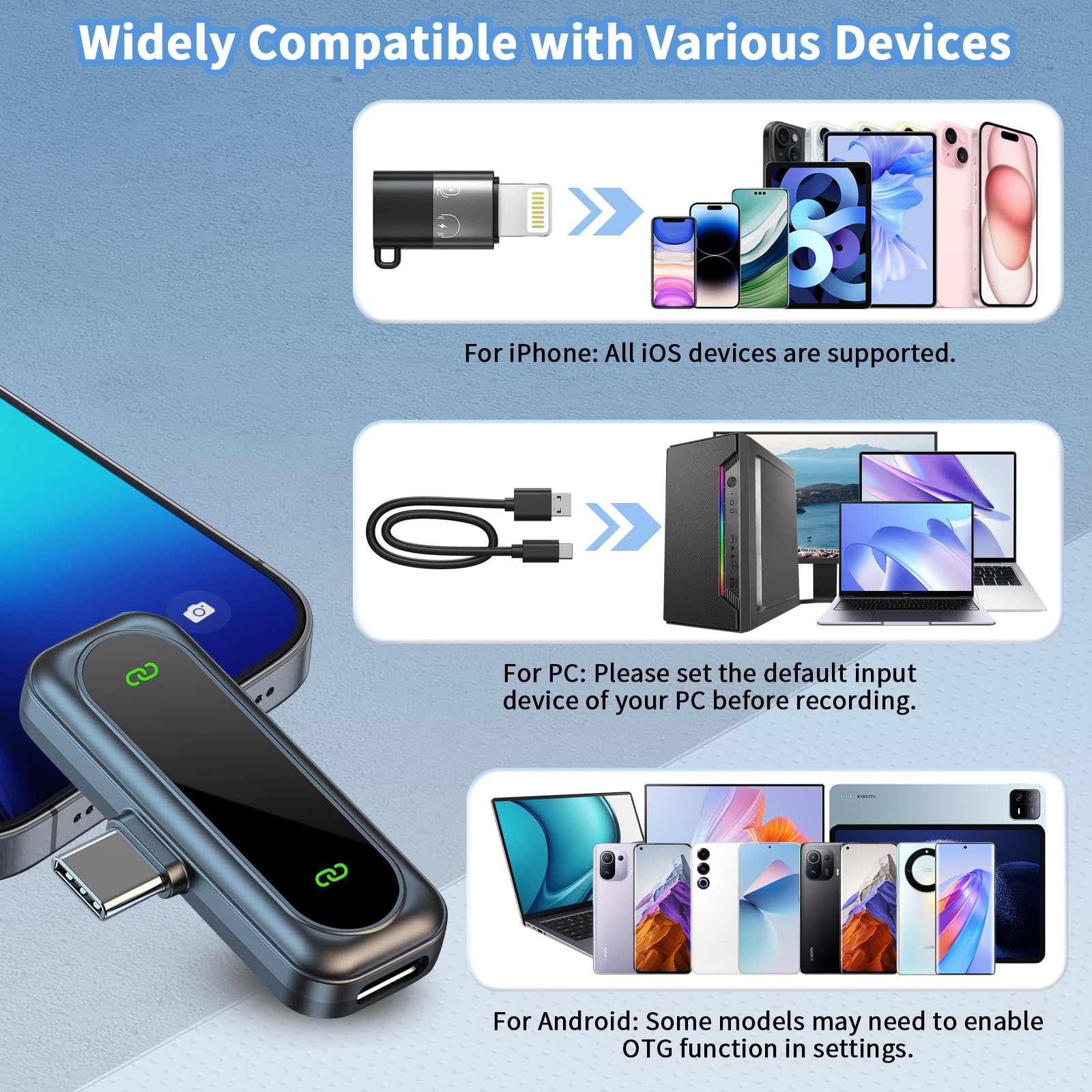 Wireless Lavalier Microphone for iPhone & Android, Dual Clip-On Lapel Mic with Noise Cancelling - Image 3
