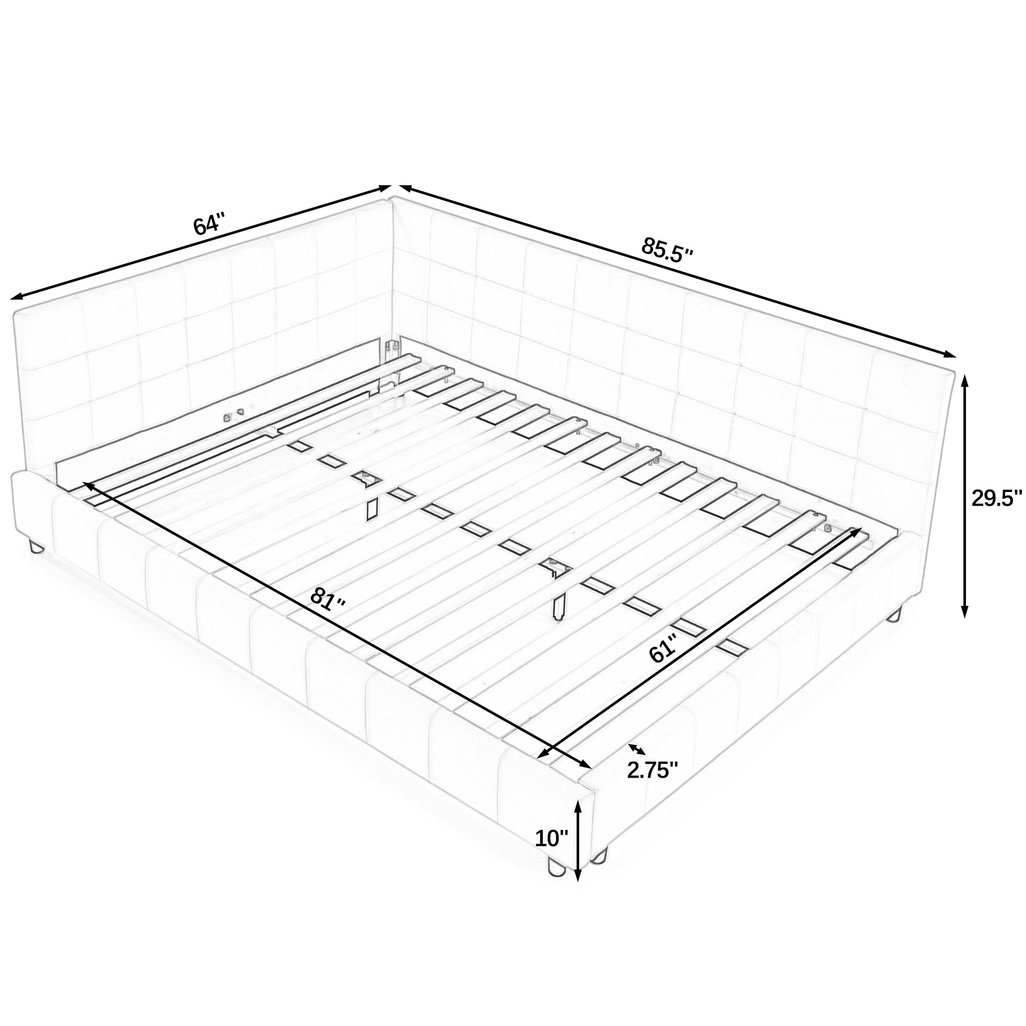 SmartEdge Queen Upholstered Corner Daybed, Velvet L-Shaped Corner Bed Frame with Backrest and Armrest, Modern Tufted Daybed for Kids Teens Adults, Living Room, No Box Spring Needed, Brown