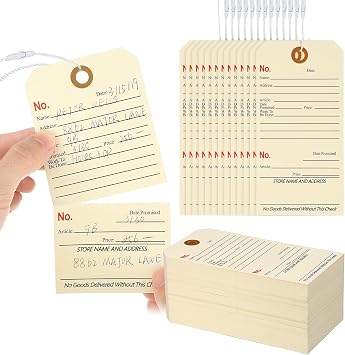 Affrolling 200 Pcs Repair Tags with Attached String and Stub Numbered Manila Cardstock Tags Maintenance Service, 5.3 x 2.64 Inches for Repair Required Yellow