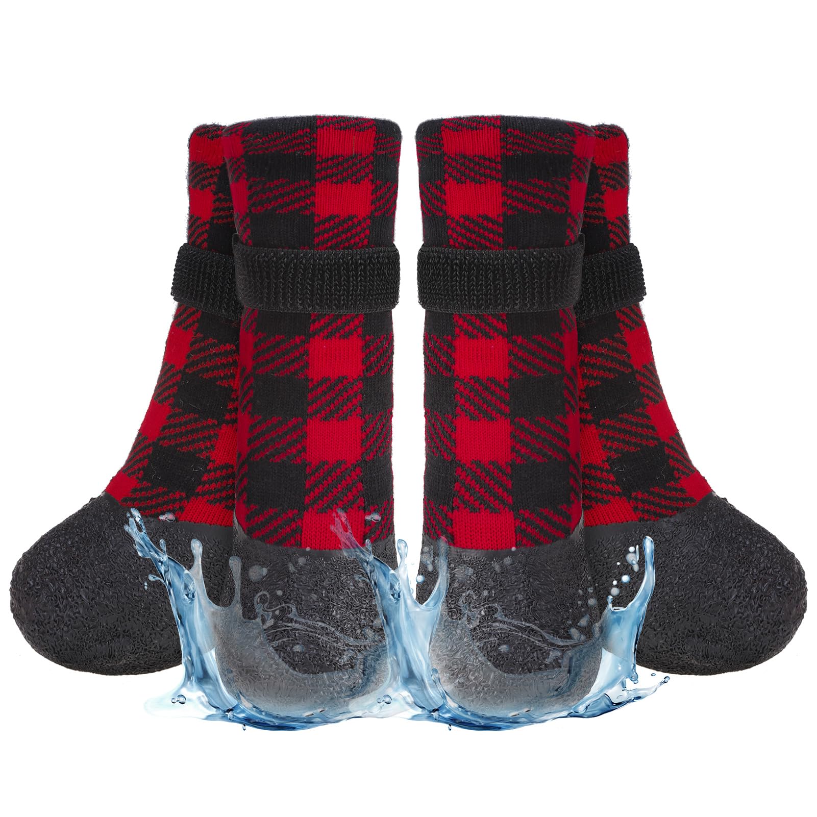 BEAUTYZOO Waterproof Dog Socks to Prevent Licking Paws, Christmas Dog Socks for Hardwood Floors Anti Slip, Puppy Boots with Grippers for Small Medium