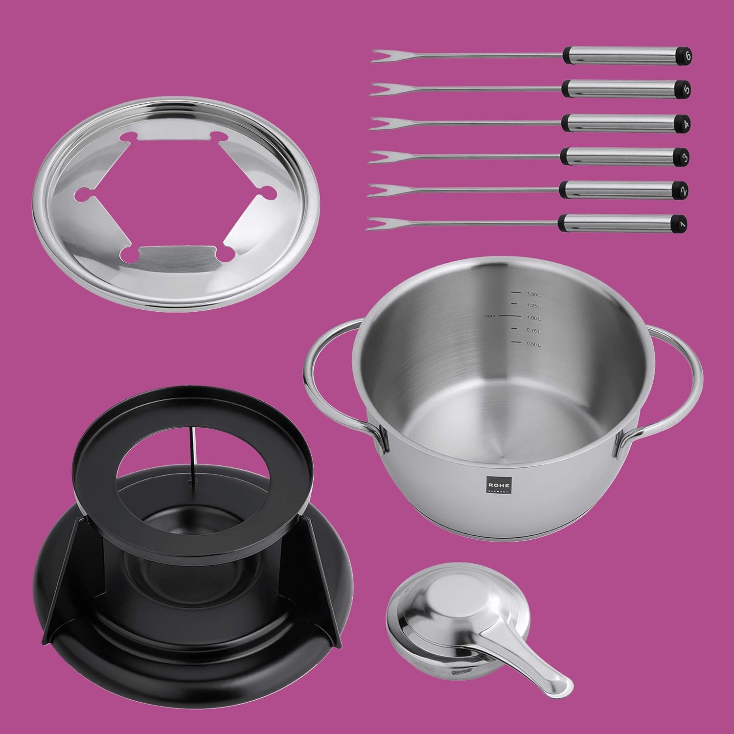 Fenja Fondue Diameter 18 cm Approx. 2.2 l, 18/10 steel, 2.2 litres