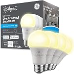 GE Cync Soft White Direct Connect Smart Bulbs (4 LED A19 Light Bulbs), 60W Replacement, Bluetooth-WiFi Enabled, Works with Alexa, Google Assistant Without a Hub