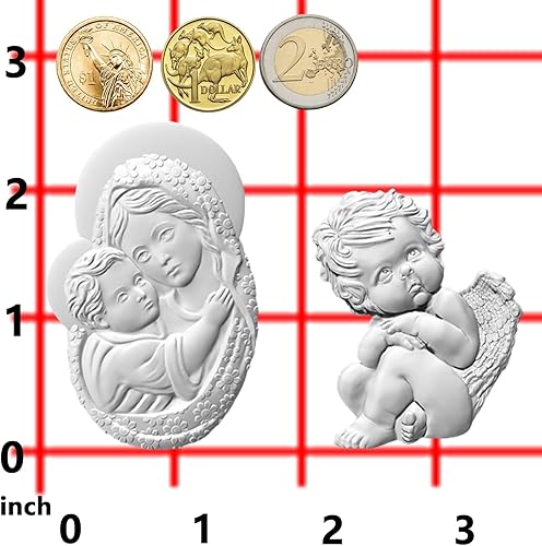 Miniatura 3 de Moldes de arte para yeso de arcilla seca al aire de arcilla poligarrilla, madre tallada de la Sagrada Familia y Querubín