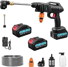 Cordless Pressure Washer, 21V Portable Jet Washer 62 Bar/899 PSI, 6-in-1 Adjustable Nozzle with 5M Hose, 2 Battery, Battery Power Pressure Washer Handheld for Car/Floor/Patio Outdoor Cleaning